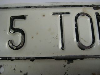 Vintage 50s 5 TON TOPPER License Plate Tag Truck Pick - up Add - on Ford Chevy Dodge 4