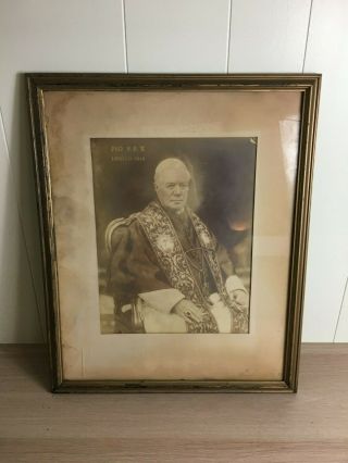 Vintage Framed Photograph Of Pope Saint Pius X