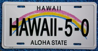 Hawaiian " Hawaii - 5 - 0 " Novelty License Plate From Hawaii
