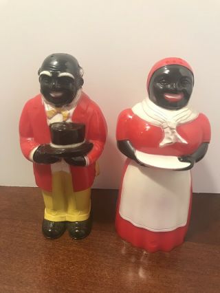 Vintage Aunt Jemima & Uncle Mose 5’ Salt & Pepper Shakers Black Americana