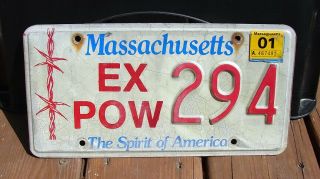 Massachusetts Ex - Pow License Plate Pow Prisoner Of War Vietnam 294
