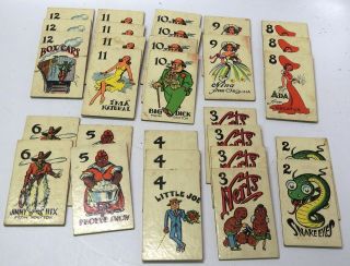 28 Cards From Vintage Snake Eyes Card Game Selchow & Righter York