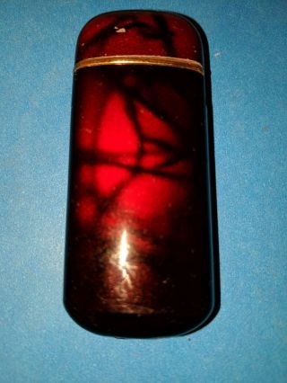 Vintage Electric Cigarette Lighter W/ A Red Celluloid Tortoise Shell Case