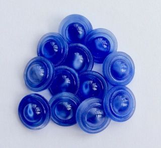 12 X 14mm Vintage Brilliant Blue Moonglow Glass Buttons