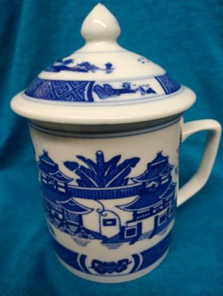 Asian Porcelain Tea Cup With Lid Quality Blue And White