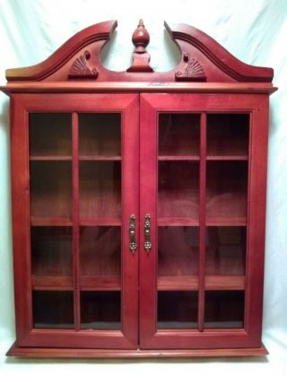 Wood Curio Cabinet Display Case Wall Mounted Tabletop 21 X 17 Glass Doors Wooden