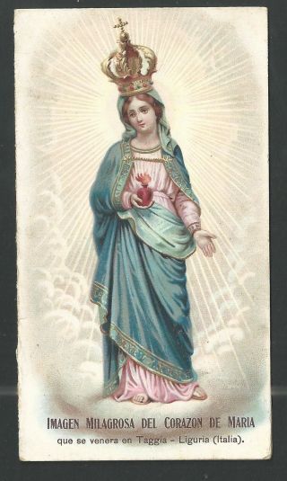 Holy Card Antique Virgen Del Sagrado Corazon Santino Image Pieuse Estampa
