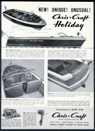 1950 Chris Craft Holiday Mahogany Boat 4 Photo Vintage Print Ad