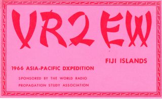 Vr2ew Qsl Card Fiji Islands Don Miller Dxpedition 1965