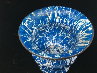 Granite Ware Enamelware Enamel Metal Vintage Vase Urn Graniteware Cobalt Blue 8