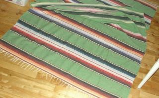 Vintage Mexican Serape Woven Blanket Rug Table Cloth Throw 85.  5 " X 49 "