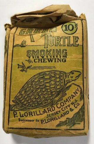 Antique Green Turtle Smoking And Chewing Tobacco Package P Lorillard Company
