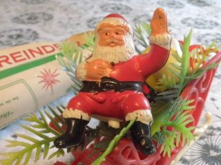 VTG Bradford Christmas Decor Blowmold Santa & Reindeer Shelf Table Plastic 3