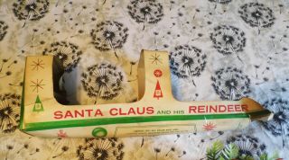 VTG Bradford Christmas Decor Blowmold Santa & Reindeer Shelf Table Plastic 4