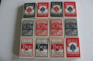 Tally – Ho,  Bicycle,  And Bee,  Ohio Made 12 Decks Playing Cards
