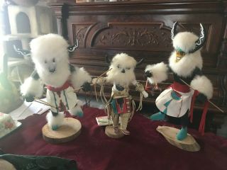 3 Each - Buffalo,  Navajo Kachina Dolls
