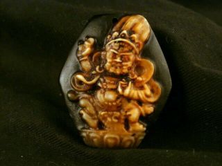 Special Pure Tibetan Agate Dzi Hand Carved Hayagriva/vajra Eyed Pendant J028