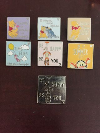 Disney Pin Winnie The Pooh Quotes Complete Set Of 7 2019 Dlr Hidden Mickey