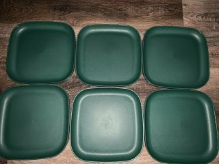 Tupperware Vtg Hunter Green Luncheon Plates Square Set Of 6 Lunch 1534