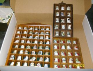 Set Of3 Wall Hanging Thimble Display Rack Complete With 90 Various Thimbles No 5