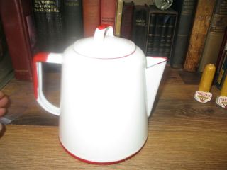 Coffee Pot Red White Enamel Ware Boiler 1 Quart Mid 1900 
