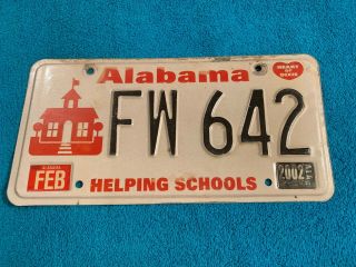 Alabama Feb 2002 Helping Schools License Plate Tag Al Fw 642