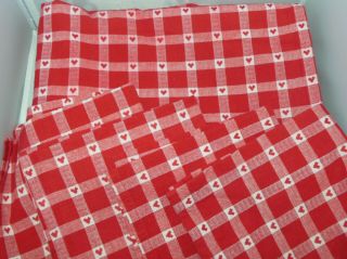 Valentine Red Heart Cotton Table Cloth With 4 Cloth Napkins 76 " X 56 "