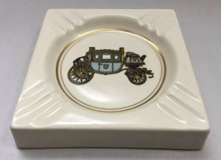 Vtg Gm Body By Fisher Ceramic Ashtray Gold ‘f’ Stage Coach Art Deco Numbered