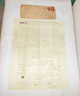 Antique 1845 Land Deed Transfer Document Tuscrawas County Ohio 60 Acres