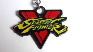 Street Fighter " V " 2.  25 " Stainless Steel Keychain - Mailed From Usa