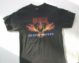 Vintage " 2000 " Harley - Davidson T - Shirt Orleans Black Short Sleeve Sz:l