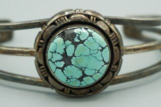 Vtg Navajo Pa Smith Sterling Silver & Turquoise Cuff Bracelet Wow 117