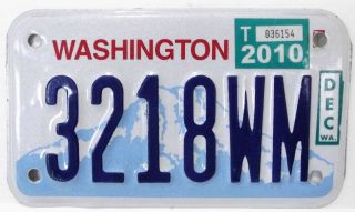 Washington State Motorcycle License Plate 3218wm 7x4 " Mountain 