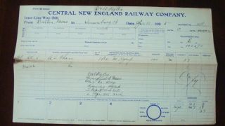 Central England Railway B&a Ry 1905 Interline W/b Dalton Ma Simsbury Ct