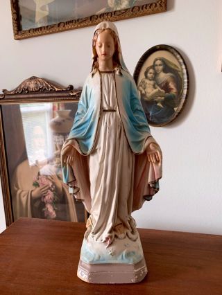 Vintage Catholic Virgin Mary,  Mother Of Jesus Chalk Ware Statue
