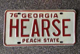 1976 Georgia Hearse License Plate Tag - Rare And Very Cool