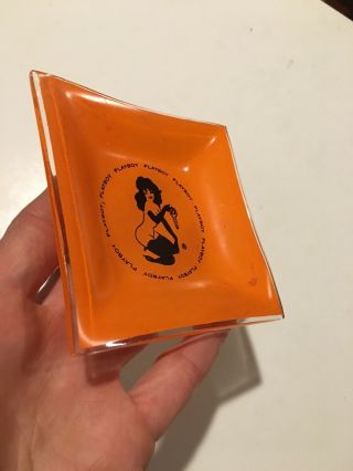 Vintage Playboy Club Orange Glass Ashtray Key Pocket Change Tray 5