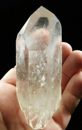 A Translucent Double Terminated Polished Lemurian Quartz Crystal Brazil 258gr E
