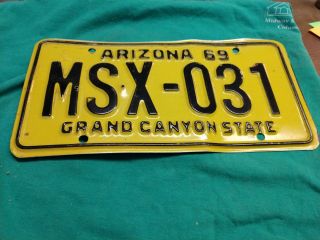 Vintage License Plate Tag Arizona 1969 Msx 031 Rustic $4 Combine Ship