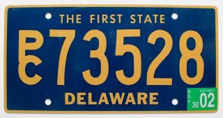 Delaware 2002 " The First State " Suv Station Wagon License Plate,  Pc 73528