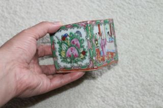 Antique Chinese Rose Mandarin Porcelain Small Brush Pot: 3 " H X3 - 1/8 " W X3 - 1/8 " L