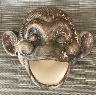 Treasure Craft Ceramic Monkey Head Open Mouth Soap Dish Ash Tray Compton Ca 1960