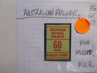 Old Anr Australian National Railways Parcel Stamp 60c M.  U.  H.