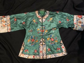 Vintage Asian Chinese Japanese Embroidered Kimono Silk Robe Jacket To Restore