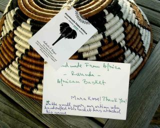 Handmade From Africa Authentic Basket W/ Tags Rwanda Fair Trade Product