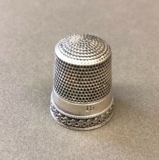 Large Vintage Thimble Sterling Or Silver Plate,  Size 13