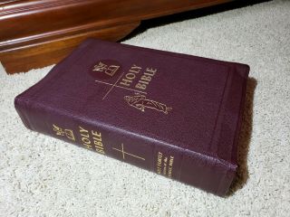Vintage 1950 Family Holy Bible By Catholic Press Illustrated Red Letter Edition