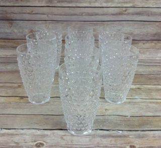 Set Of 10 Vintage Look Clear Plastic Hobnail Bubble Tumblers Rocks Glasses Cups