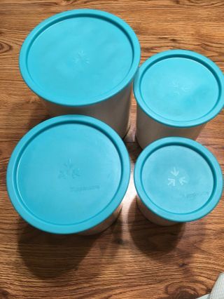 Tupperware 4 Piece Canister Set Made In USA 2416a,  2418a,  2420a,  2422a 3