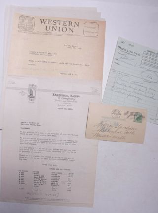 1932 Lamson Goodnow Daniel Low Salem Ma Postcard Telegram Silver Ephemera P040d